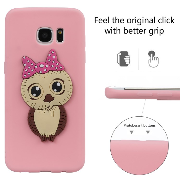 Cute 3D Female Owl Patterned TPU Mobile Cover Case for Samsung Galaxy S7 edge SM-G935 - Pink-3