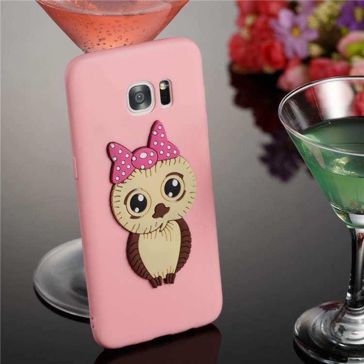 Cute 3D Female Owl Patterned TPU Mobile Cover Case for Samsung Galaxy S7 edge SM-G935 - Pink-4