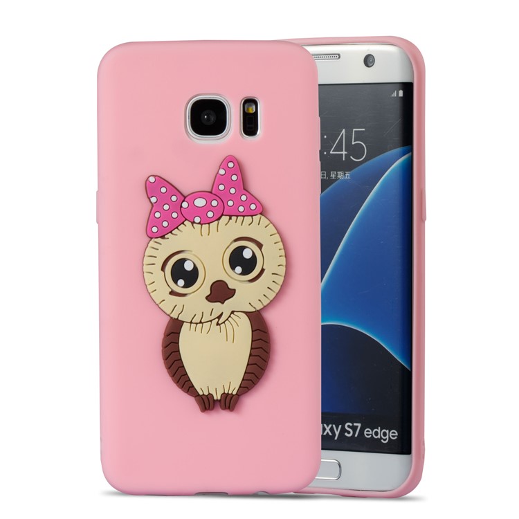 Cute 3D Female Owl Patterned TPU Mobile Cover Case for Samsung Galaxy S7 edge SM-G935 - Pink-5