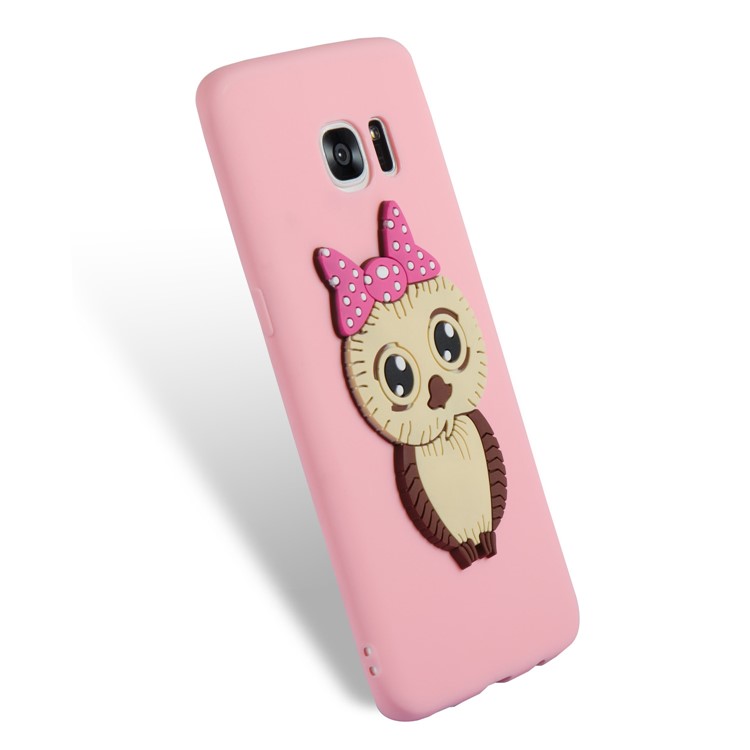 Cute 3D Female Owl Patterned TPU Mobile Cover Case for Samsung Galaxy S7 edge SM-G935 - Pink-6
