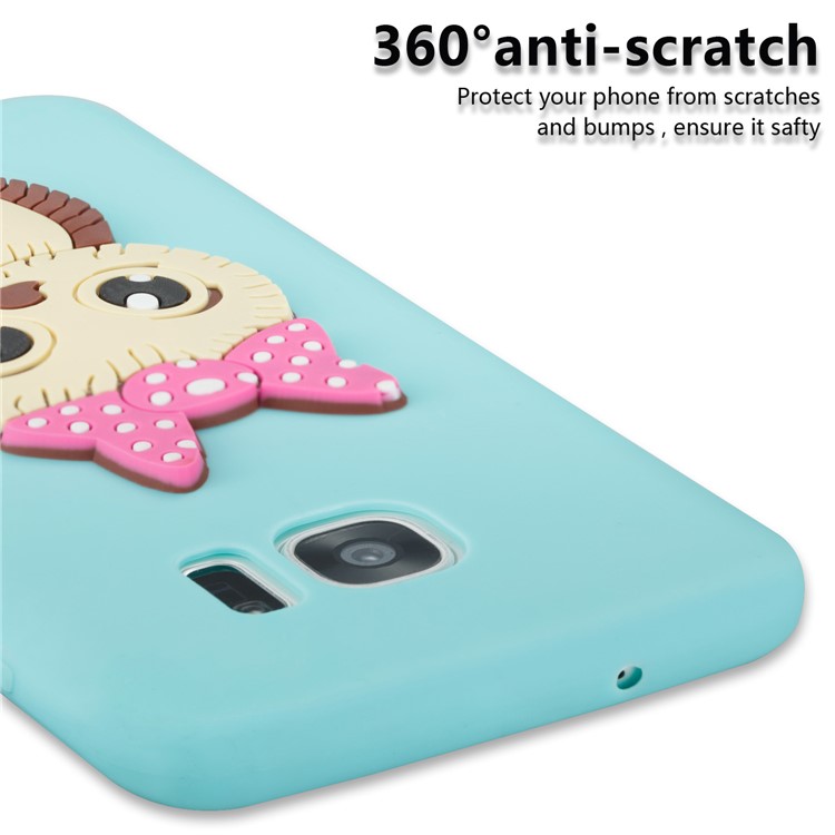 Cute 3D Female Owl Patterned TPU Cell Phone Case Accessory for Samsung Galaxy S7 edge SM-G935 - Baby Blue-2