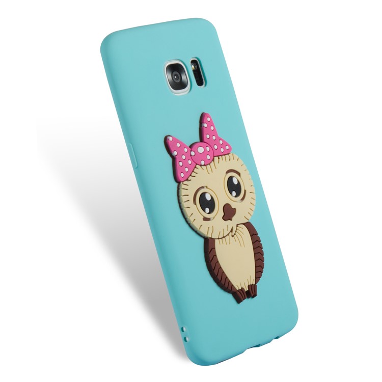 Cute 3D Female Owl Patterned TPU Cell Phone Case Accessory for Samsung Galaxy S7 edge SM-G935 - Baby Blue-6