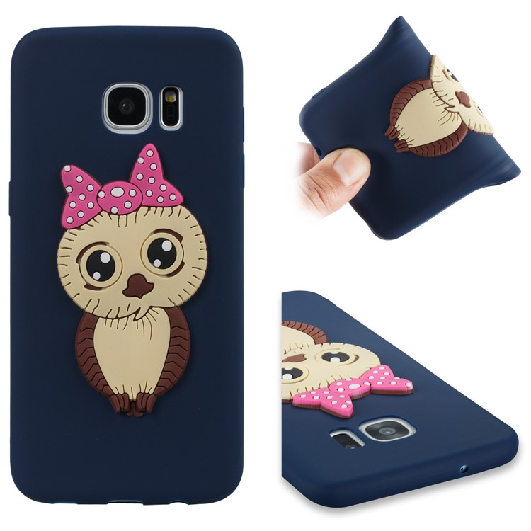 Cute 3D Female Owl Patterned TPU Mobile Casing for Samsung Galaxy S7 edge SM-G935 - Dark Blue-1