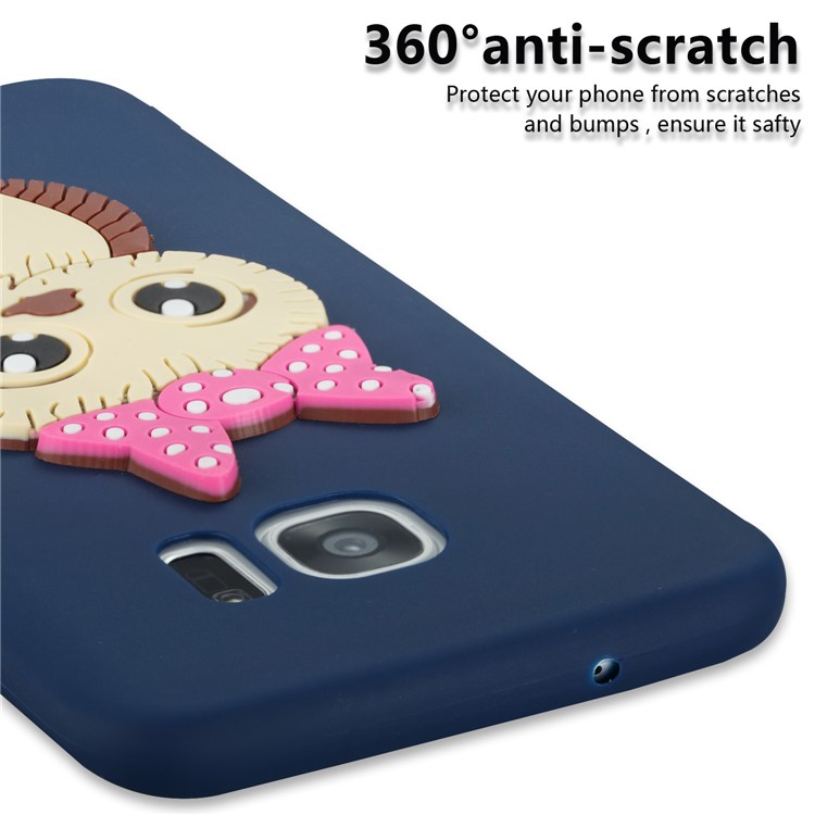 Cute 3D Female Owl Patterned TPU Mobile Casing for Samsung Galaxy S7 edge SM-G935 - Dark Blue-2