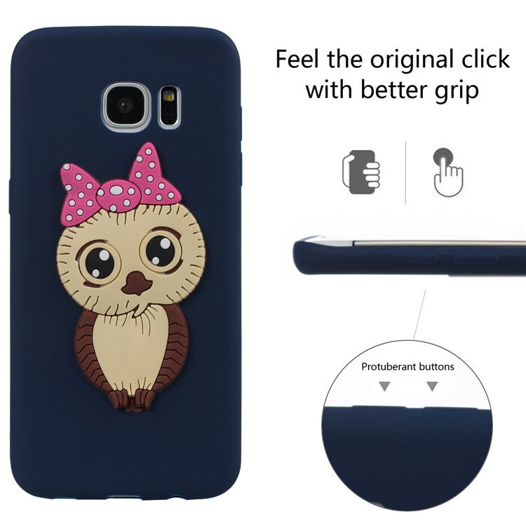Cute 3D Female Owl Patterned TPU Mobile Casing for Samsung Galaxy S7 edge SM-G935 - Dark Blue-3