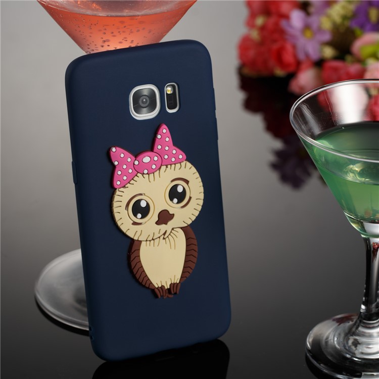 Cute 3D Female Owl Patterned TPU Mobile Casing for Samsung Galaxy S7 edge SM-G935 - Dark Blue-4