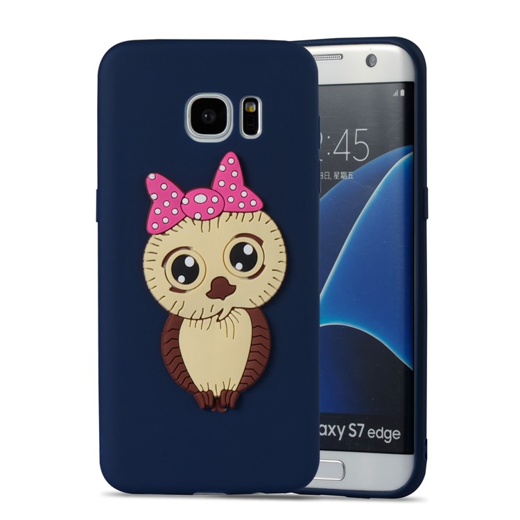 Cute 3D Female Owl Patterned TPU Mobile Casing for Samsung Galaxy S7 edge SM-G935 - Dark Blue-5