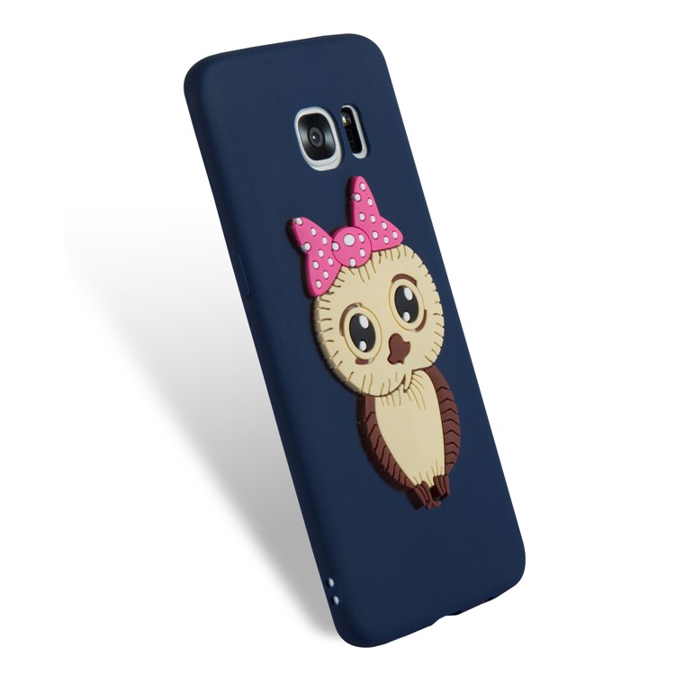 Cute 3D Female Owl Patterned TPU Mobile Casing for Samsung Galaxy S7 edge SM-G935 - Dark Blue-6