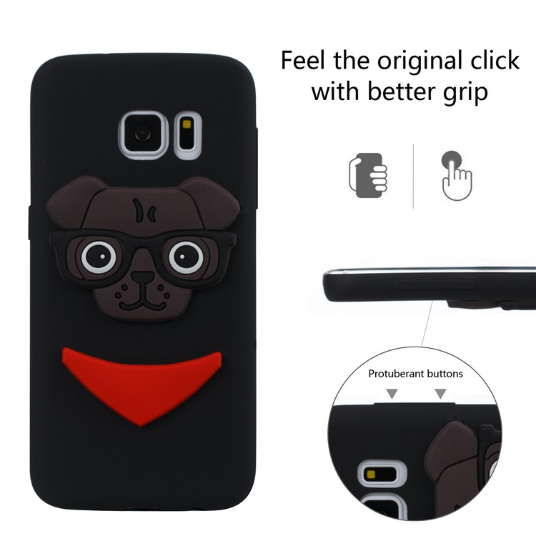 Lovely 3D Dog Pattern TPU Back Case for Samsung Galaxy S7 SM-G930 - Black-2