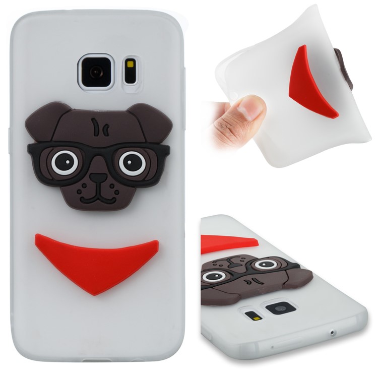 Lovely 3D Dog Pattern TPU Back Cover for Samsung Galaxy S7 SM-G930 - White-1