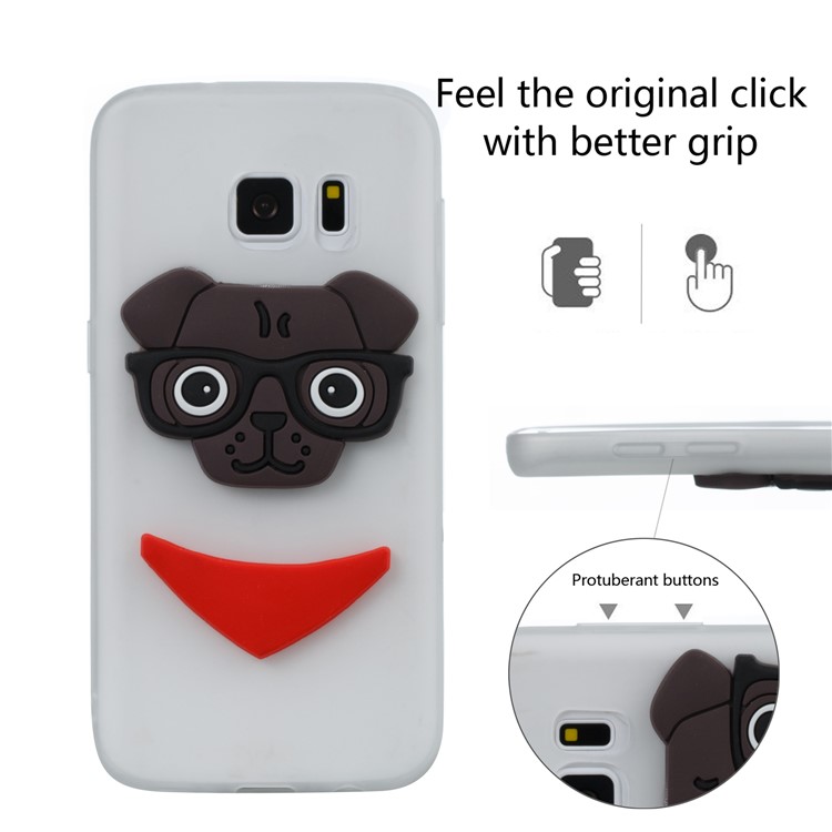 Lovely 3D Dog Pattern TPU Back Cover for Samsung Galaxy S7 SM-G930 - White-2