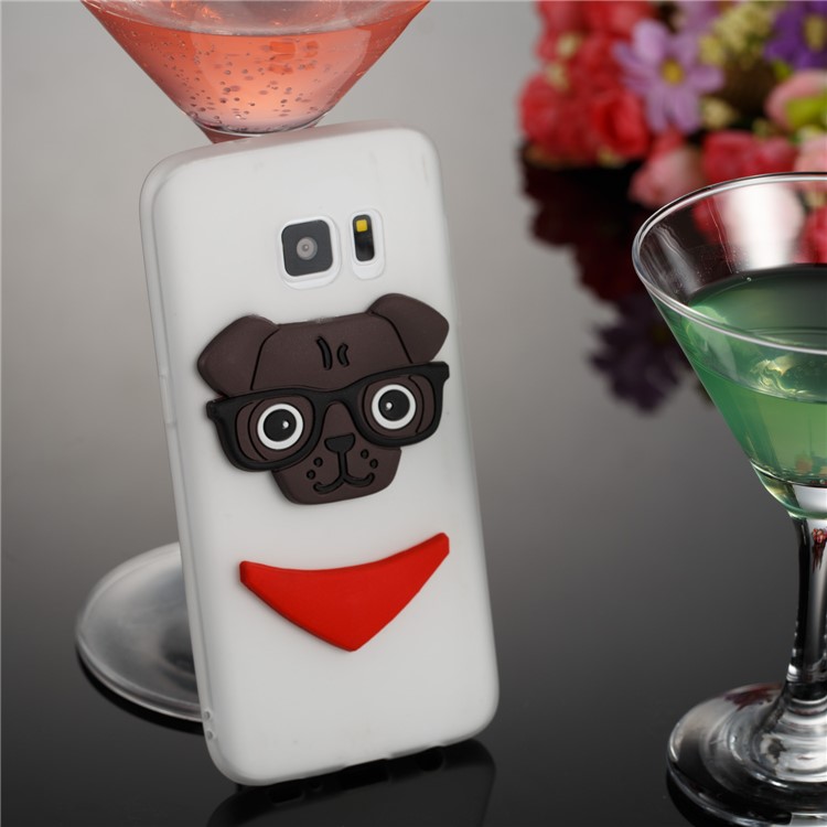 Lovely 3D Dog Pattern TPU Back Cover for Samsung Galaxy S7 SM-G930 - White-3