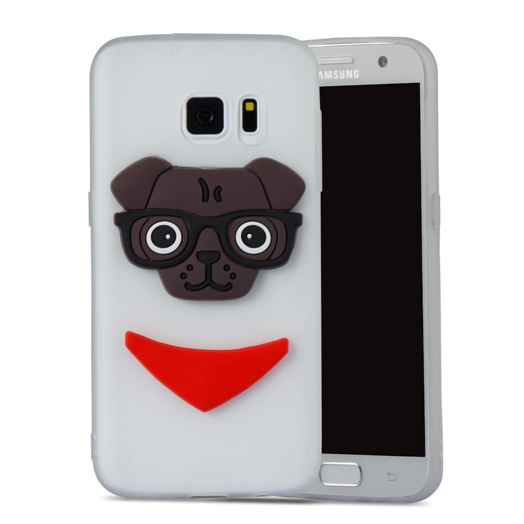 Lovely 3D Dog Pattern TPU Back Cover for Samsung Galaxy S7 SM-G930 - White-4