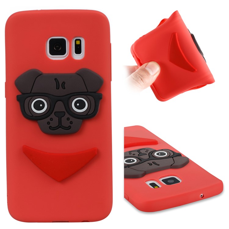 Lovely 3D Dog Pattern TPU Back Shell for Samsung Galaxy S7 SM-G930 - Red-1