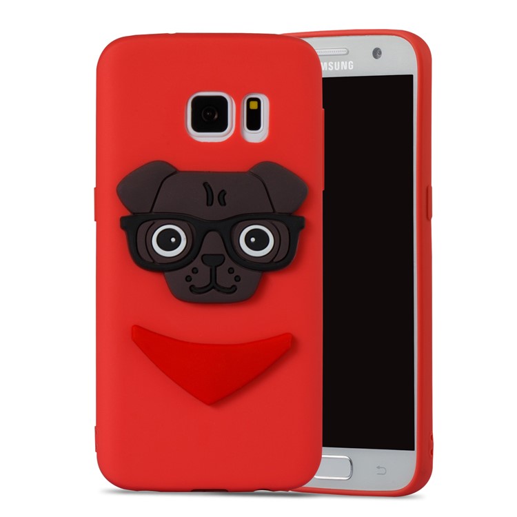 Lovely 3D Dog Pattern TPU Back Shell for Samsung Galaxy S7 SM-G930 - Red-2