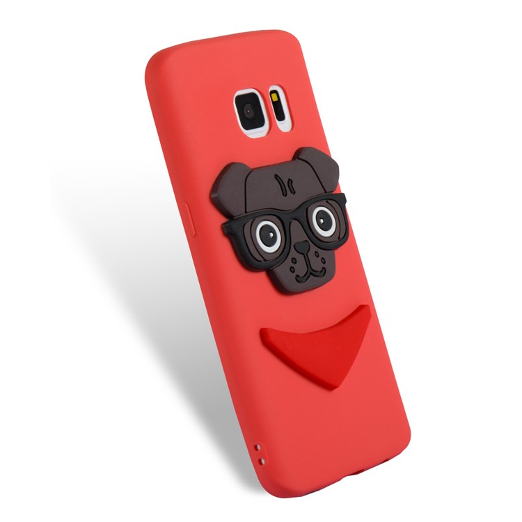 Lovely 3D Dog Pattern TPU Back Shell for Samsung Galaxy S7 SM-G930 - Red-3