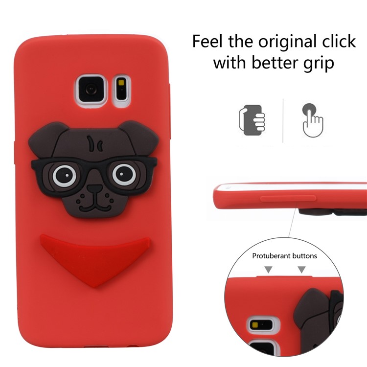 Lovely 3D Dog Pattern TPU Back Shell for Samsung Galaxy S7 SM-G930 - Red-5