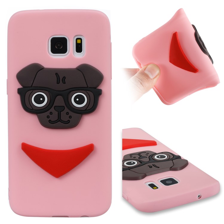 Lovely 3D Dog Pattern TPU Phone Case for Samsung Galaxy S7 SM-G930 - Pink-1