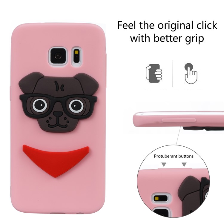 Lovely 3D Dog Pattern TPU Phone Case for Samsung Galaxy S7 SM-G930 - Pink-3
