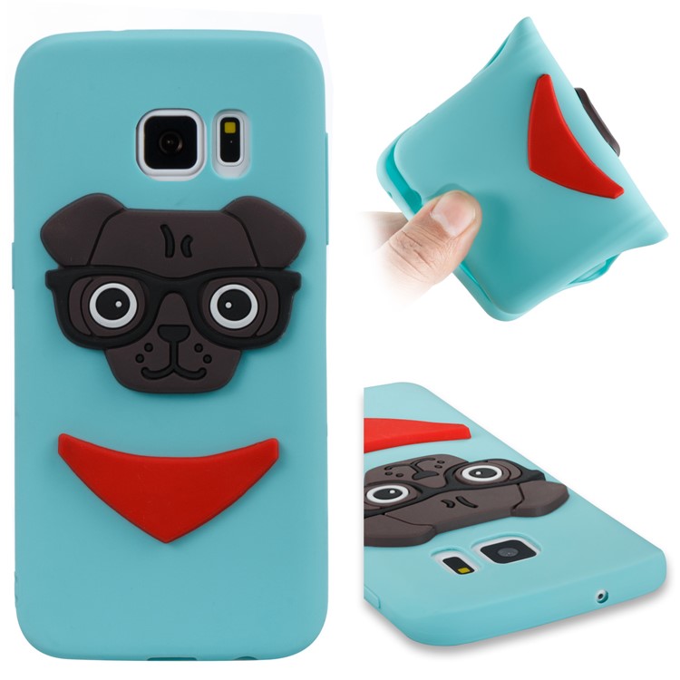 Lovely 3D Dog Pattern TPU Phone Cover for Samsung Galaxy S7 SM-G930 - Baby Blue-1
