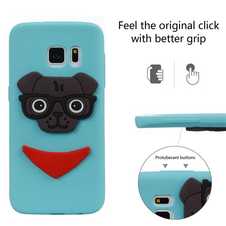 Lovely 3D Dog Pattern TPU Phone Cover for Samsung Galaxy S7 SM-G930 - Baby Blue-3