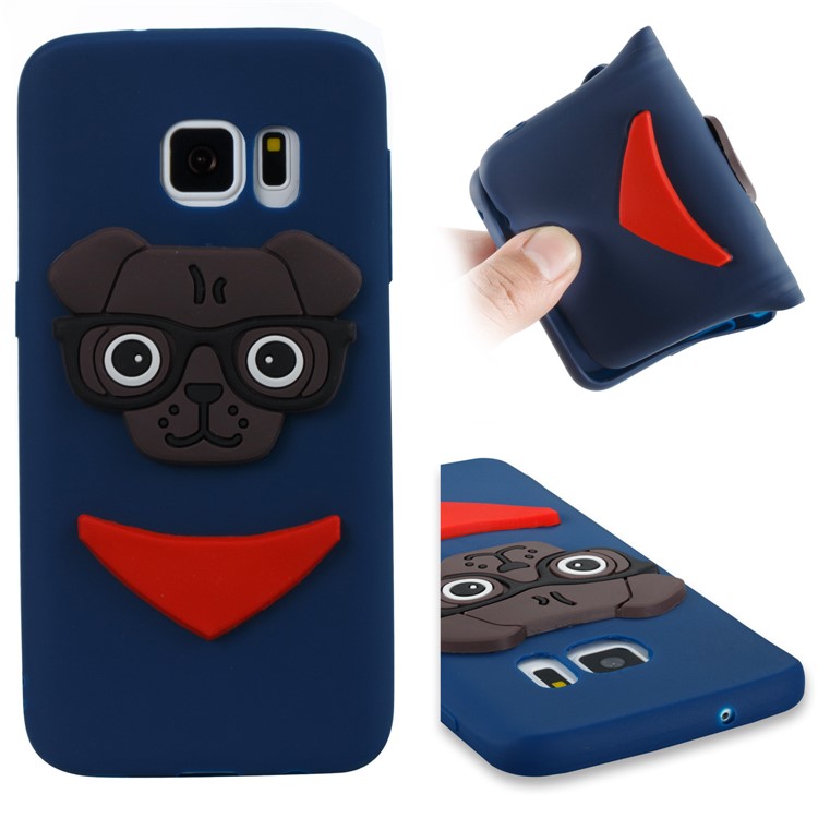 Lovely 3D Dog Pattern TPU Phone Shell for Samsung Galaxy S7 SM-G930 - Dark Blue-1