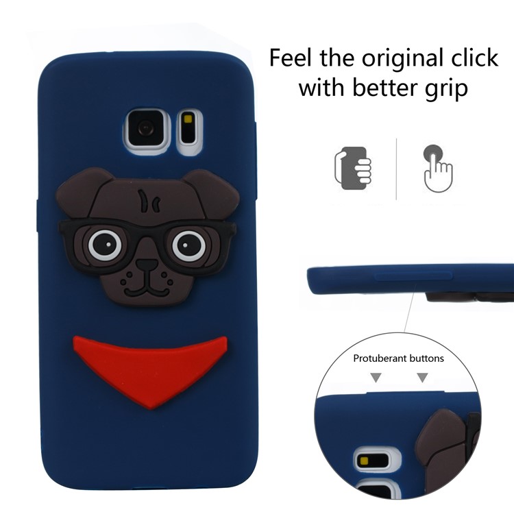 Lovely 3D Dog Pattern TPU Phone Shell for Samsung Galaxy S7 SM-G930 - Dark Blue-3