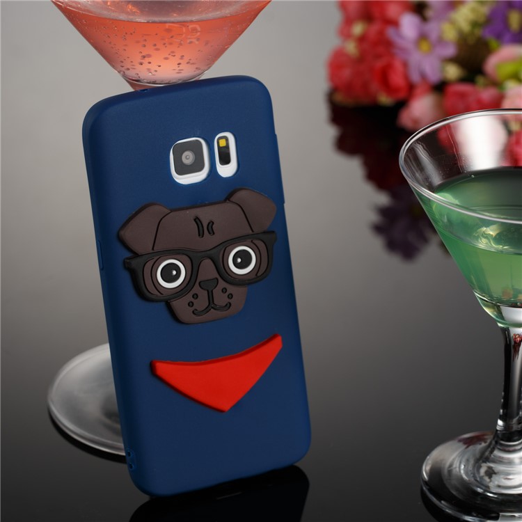 Lovely 3D Dog Pattern TPU Phone Shell for Samsung Galaxy S7 SM-G930 - Dark Blue-4