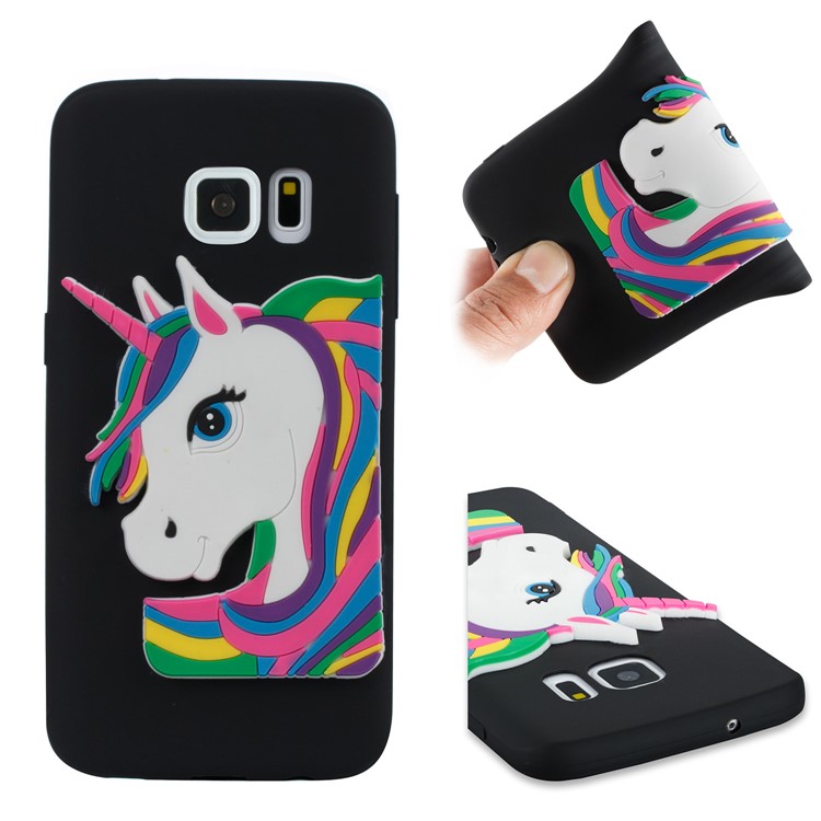 Lovely 3D Unicorn Pattern TPU Case for Samsung Galaxy S7 SM-G930 - Black-1