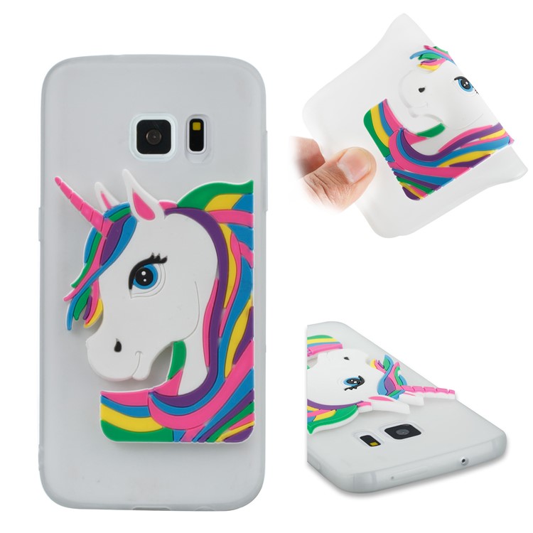 Lovely 3D Unicorn Pattern TPU Back Case for Samsung Galaxy S7 SM-G930 - White-1