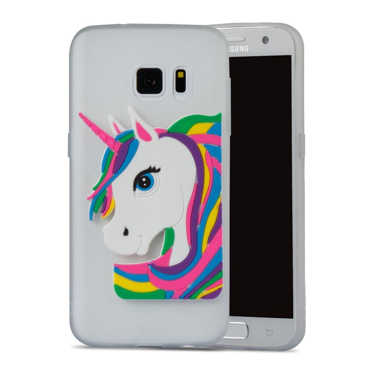 Lovely 3D Unicorn Pattern TPU Back Case for Samsung Galaxy S7 SM-G930 - White-2