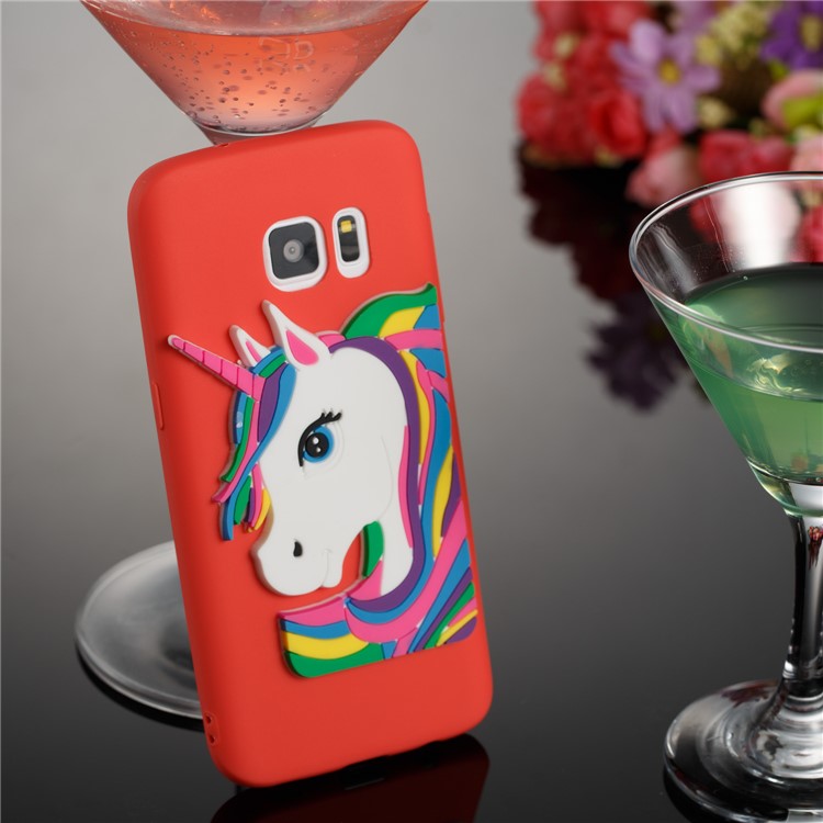 Lovely 3D Unicorn Pattern TPU Phone Shell Case for Samsung Galaxy S7 SM-G930 - Red-2