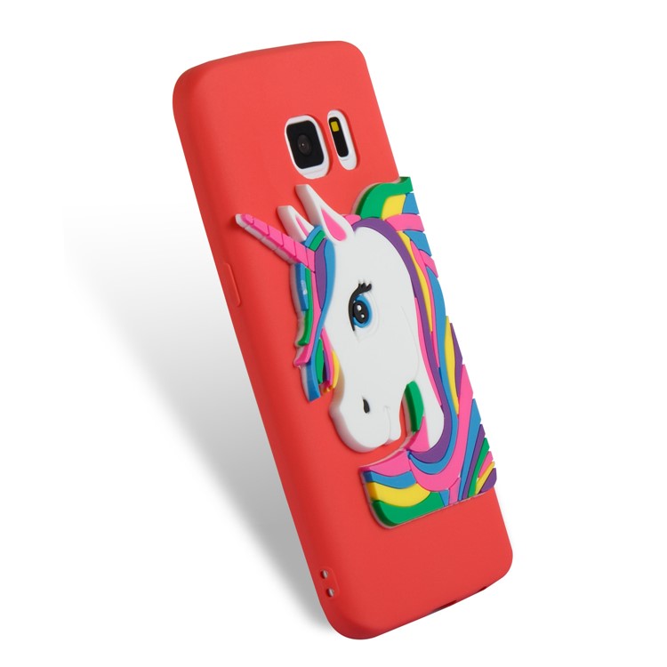 Lovely 3D Unicorn Pattern TPU Phone Shell Case for Samsung Galaxy S7 SM-G930 - Red-4