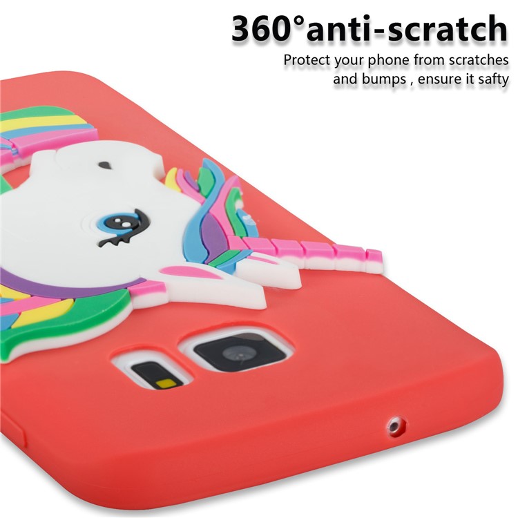Lovely 3D Unicorn Pattern TPU Phone Shell Case for Samsung Galaxy S7 SM-G930 - Red-5