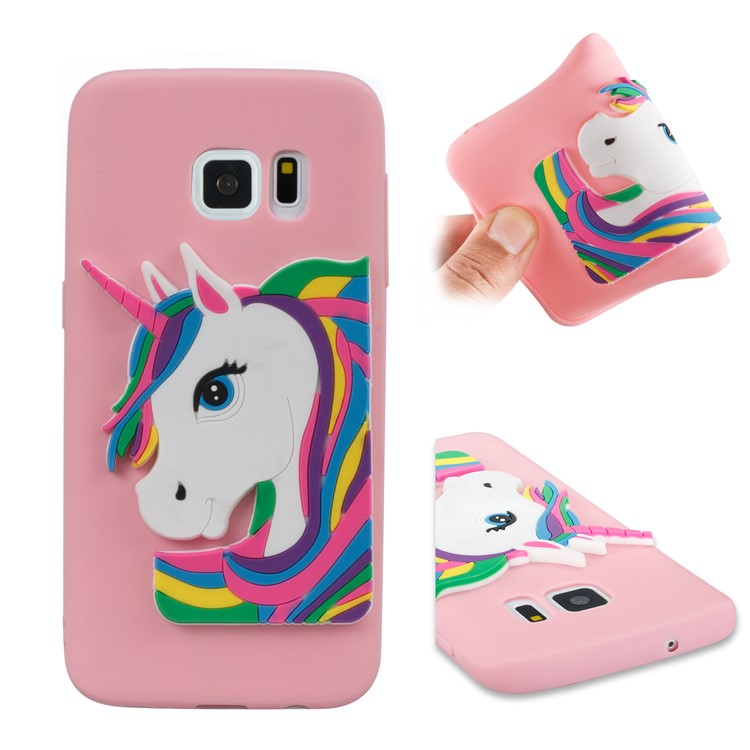 Lovely 3D Unicorn Pattern TPU Cell Phone Case for Samsung Galaxy S7 SM-G930 - Pink-1