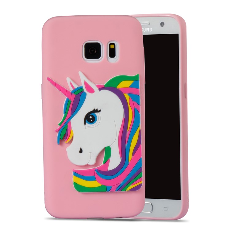 Lovely 3D Unicorn Pattern TPU Cell Phone Case for Samsung Galaxy S7 SM-G930 - Pink-3