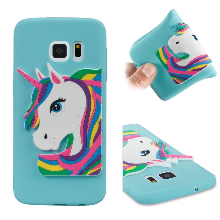 Lovely 3D Unicorn Pattern TPU Protection Case for Samsung Galaxy S7 SM-G930 - Baby Blue-1