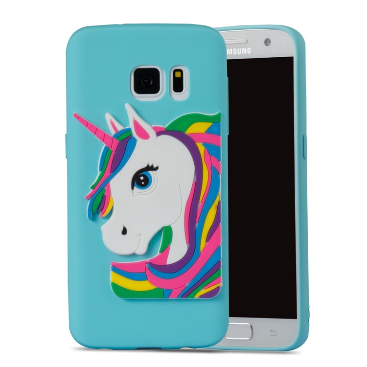 Lovely 3D Unicorn Pattern TPU Protection Case for Samsung Galaxy S7 SM-G930 - Baby Blue-3