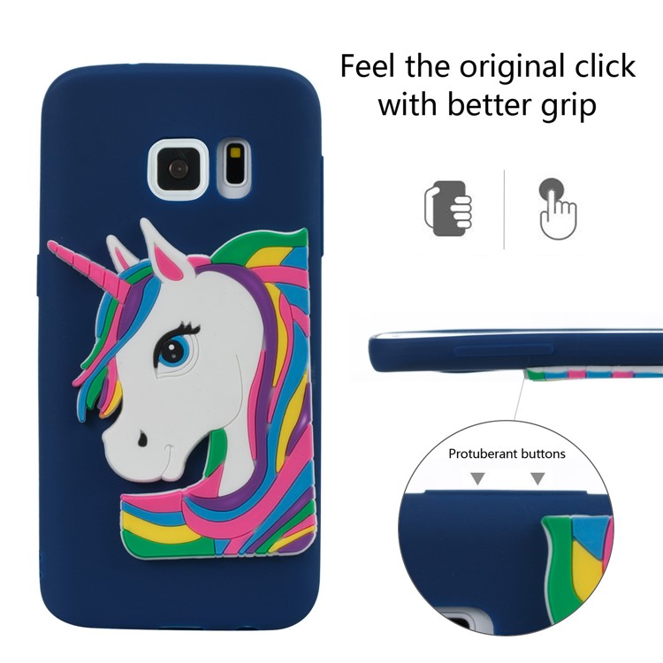Lovely 3D Unicorn Pattern TPU Case Cover Shell for Samsung Galaxy S7 SM-G930 - Dark Blue-2