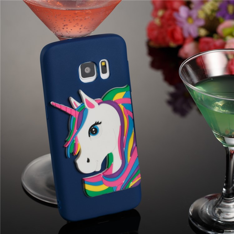 Lovely 3D Unicorn Pattern TPU Case Cover Shell for Samsung Galaxy S7 SM-G930 - Dark Blue-3