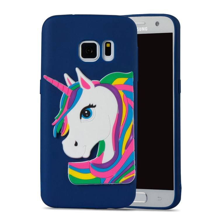 Lovely 3D Unicorn Pattern TPU Case Cover Shell for Samsung Galaxy S7 SM-G930 - Dark Blue-4