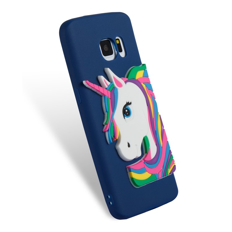 Lovely 3D Unicorn Pattern TPU Case Cover Shell for Samsung Galaxy S7 SM-G930 - Dark Blue-5