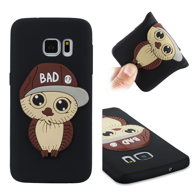 Cute 3D Male Owl Patterned Soft TPU Cell Phone Case for Samsung Galaxy S7 SM-G930 - Black-1