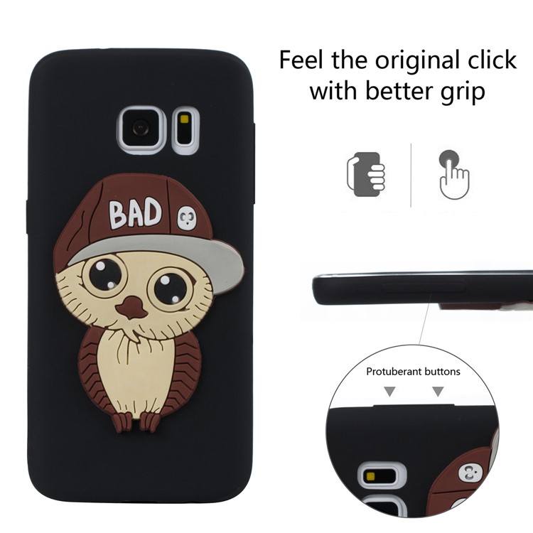 Cute 3D Male Owl Patterned Soft TPU Cell Phone Case for Samsung Galaxy S7 SM-G930 - Black-3