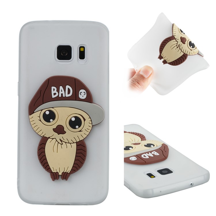 Cute 3D Male Owl Patterned Soft TPU Mobile Phone Cover for Samsung Galaxy S7 SM-G930 - White-1