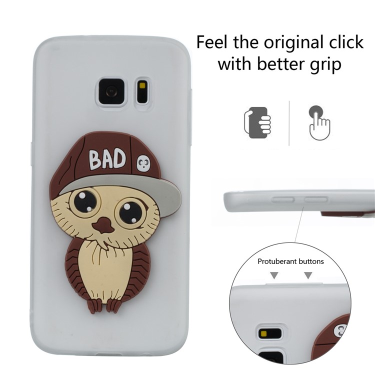 Cute 3D Male Owl Patterned Soft TPU Mobile Phone Cover for Samsung Galaxy S7 SM-G930 - White-5