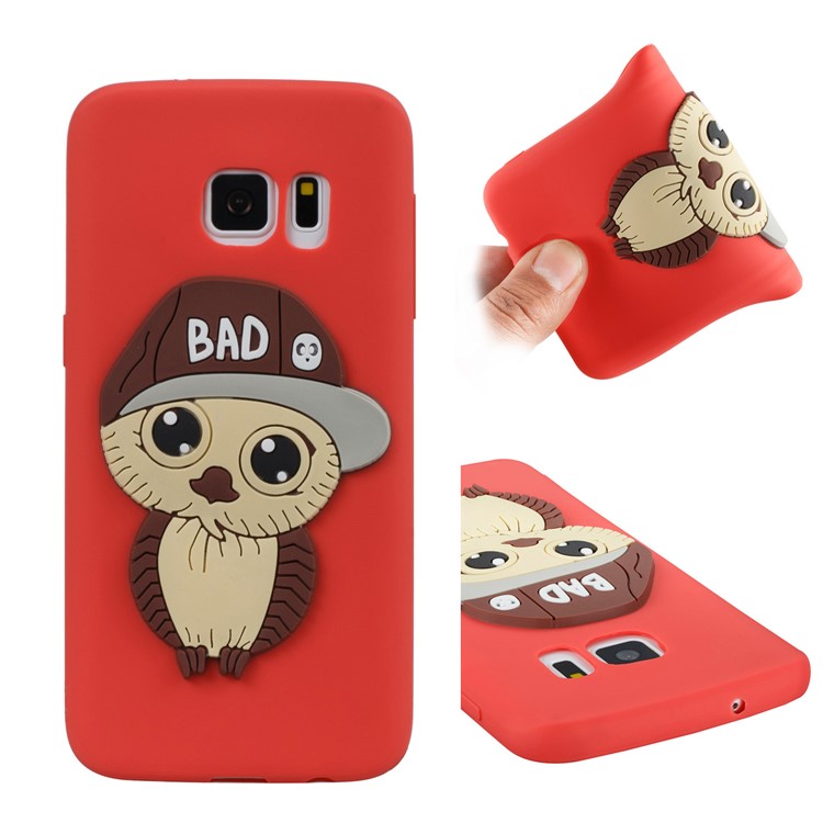Cute 3D Male Owl Patterned Soft TPU Back Phone Shell for Samsung Galaxy S7 SM-G930 - Red-1