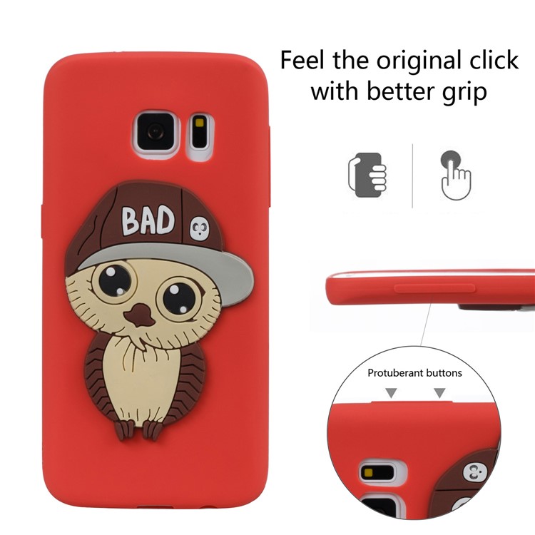 Cute 3D Male Owl Patterned Soft TPU Back Phone Shell for Samsung Galaxy S7 SM-G930 - Red-3