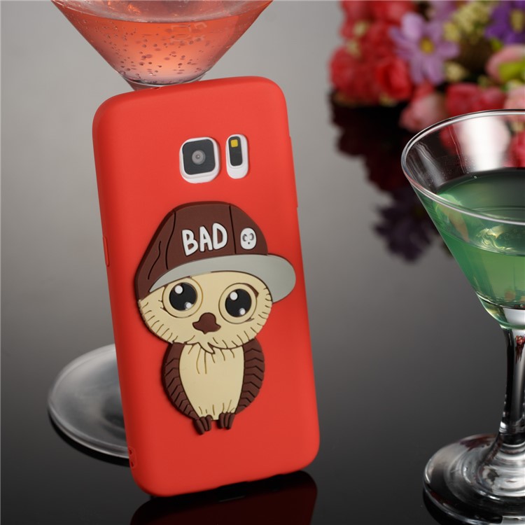 Cute 3D Male Owl Patterned Soft TPU Back Phone Shell for Samsung Galaxy S7 SM-G930 - Red-4