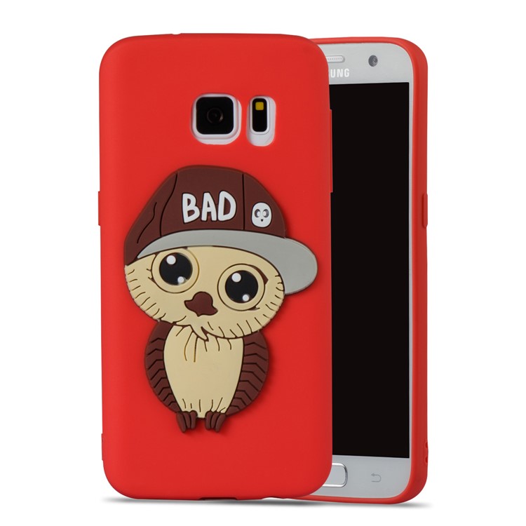 Cute 3D Male Owl Patterned Soft TPU Back Phone Shell for Samsung Galaxy S7 SM-G930 - Red-5